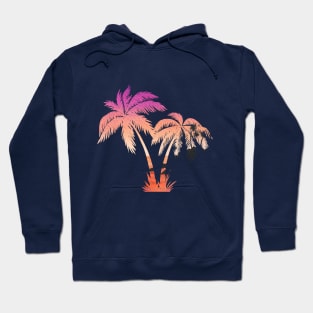 Palm trees silhouette and sunset double exposure Hoodie